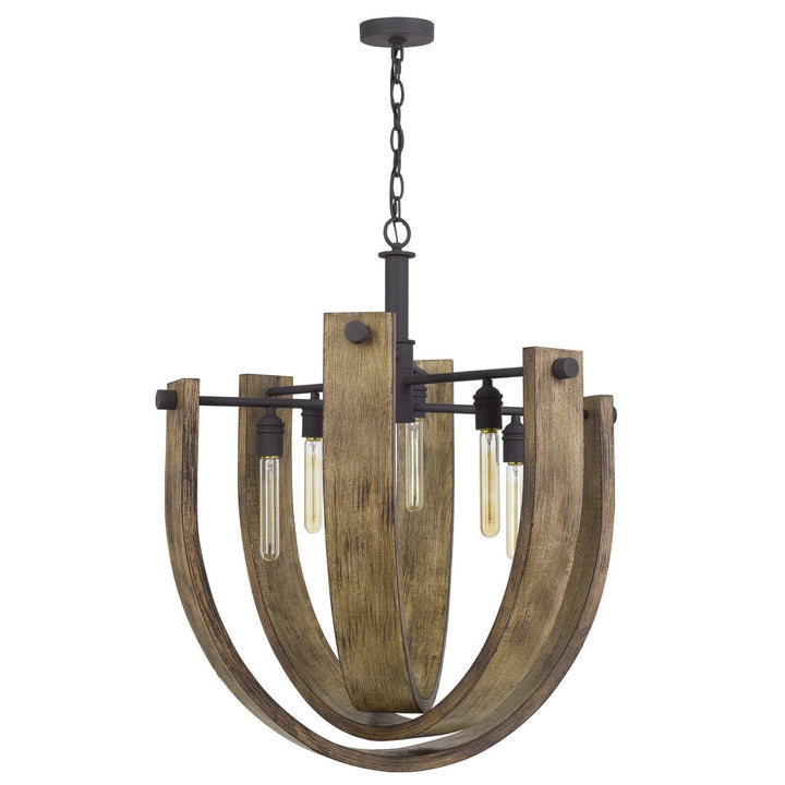 ##Antique Hardware## 60W X 6 PADOVA METAL/WOOD CHANDELIER (EDISON BULBS ARE NOT INCLUDED)