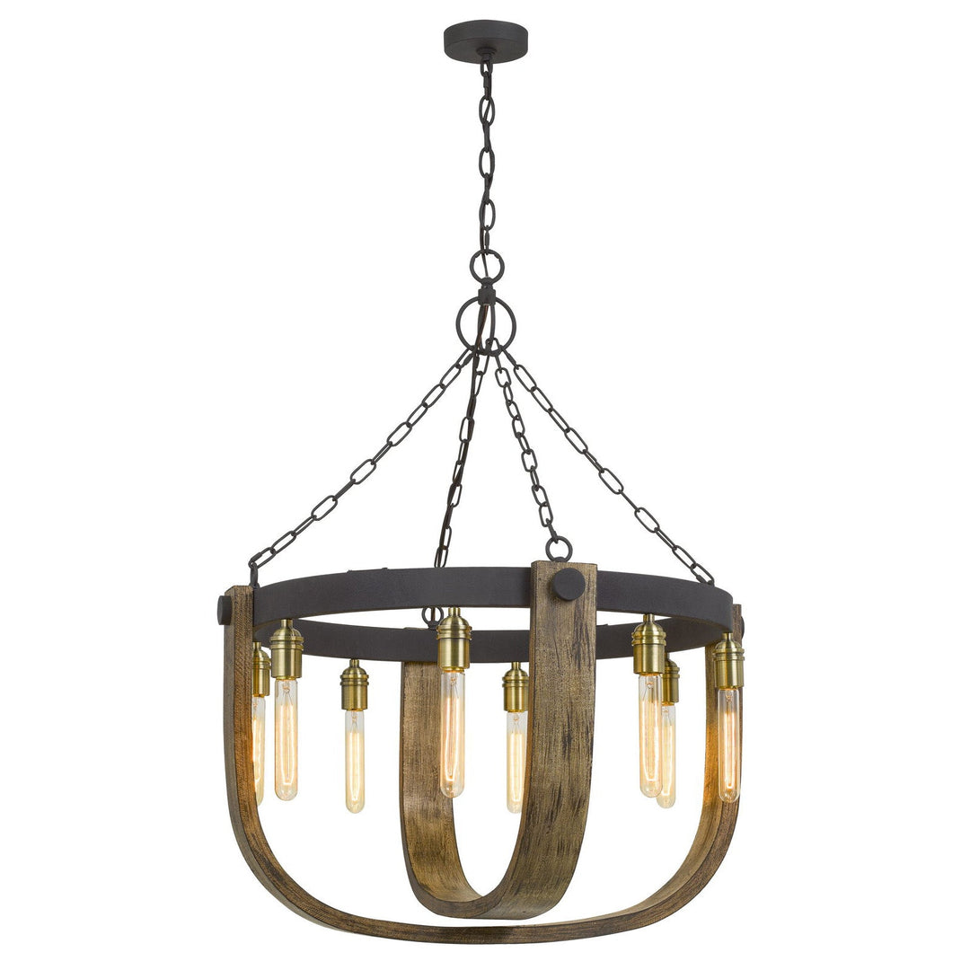 ##Antique Hardware## 60W X 8 APULIA METAL/WOOD CHANDELIER (EDISON BULBS ARE NOT INCLUDED)
