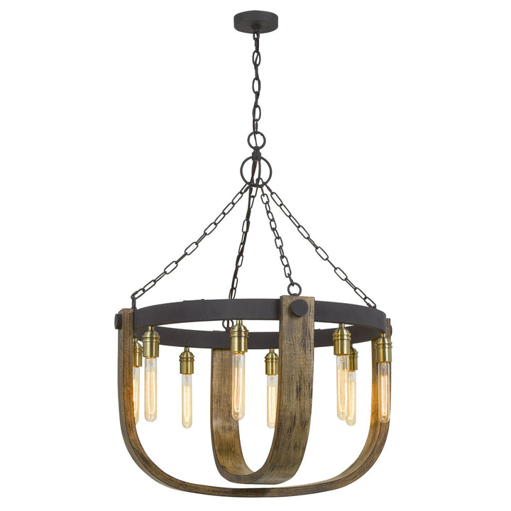 ##Antique Hardware## 60W X 8 APULIA METAL/WOOD CHANDELIER (EDISON BULBS ARE NOT INCLUDED)