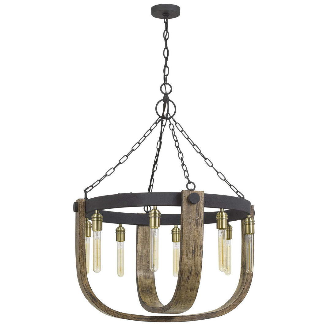##Antique Hardware## 60W X 8 APULIA METAL/WOOD CHANDELIER (EDISON BULBS ARE NOT INCLUDED)