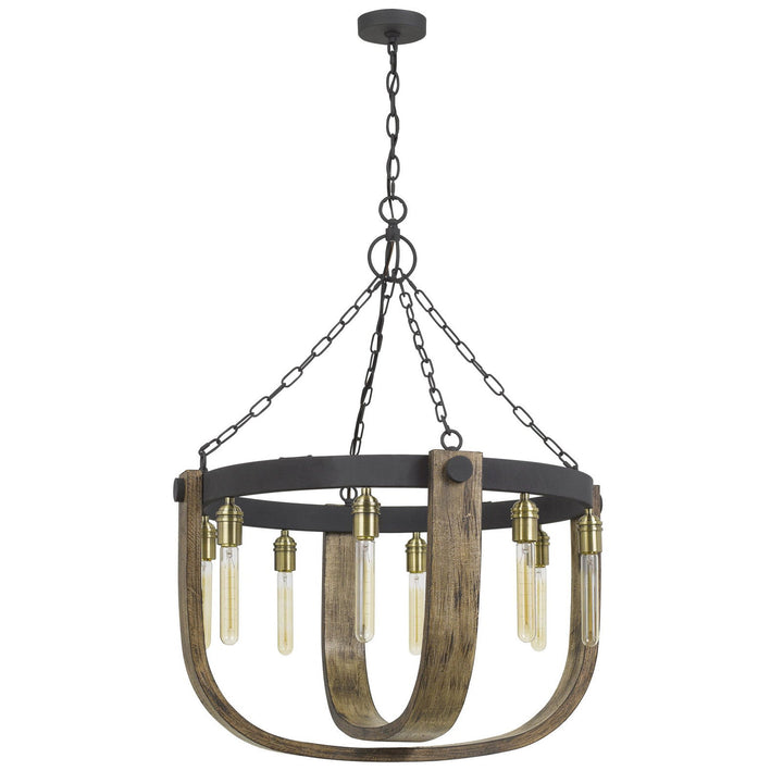 ##Antique Hardware## 60W X 8 APULIA METAL/WOOD CHANDELIER (EDISON BULBS ARE NOT INCLUDED)