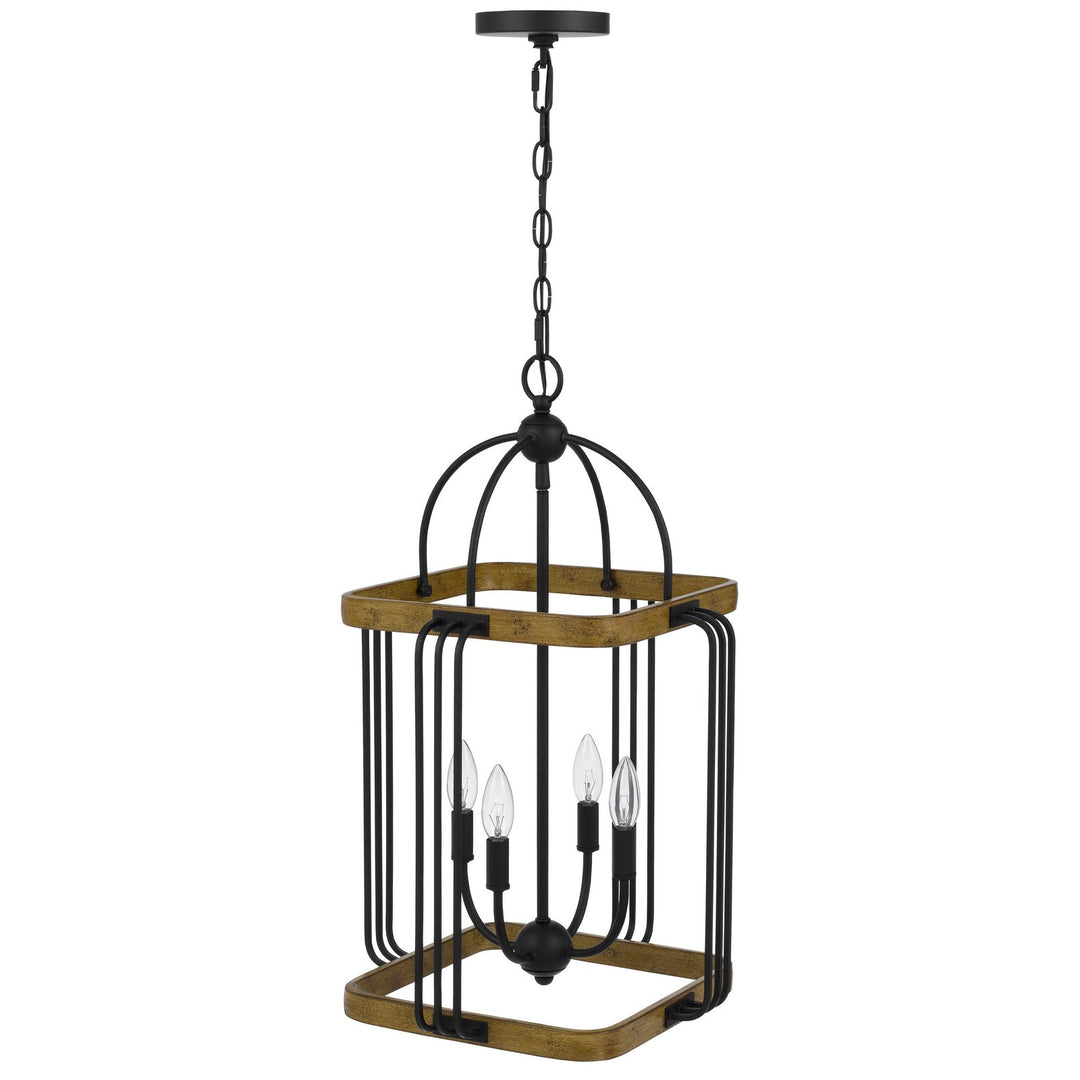 ##Antique Hardware## RIPON METAL CHANDELIER WITH WOOD FINISH