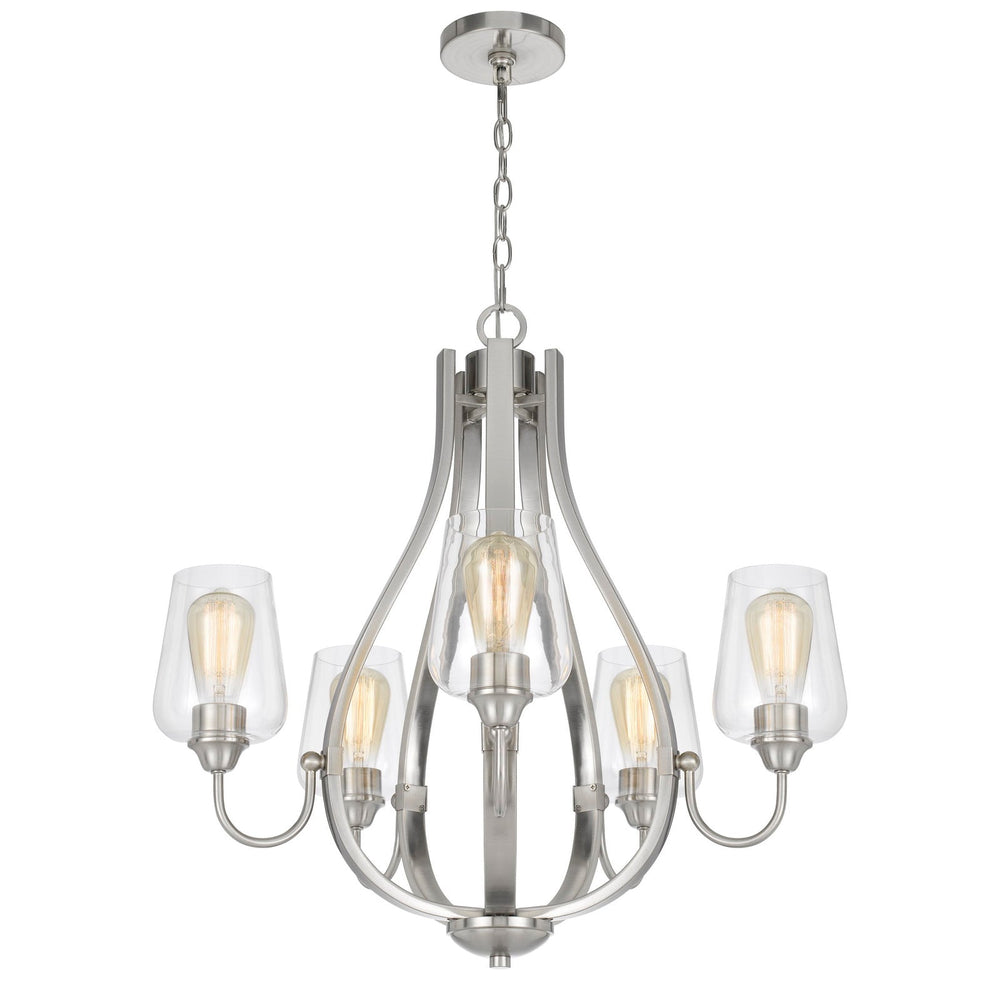 ##Antique Hardware## NEWPORT METAL CHANDELIER WITH GLASS SHADES