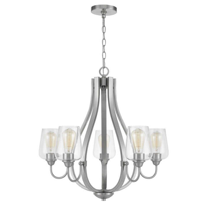 ##Antique Hardware## NEWPORT METAL CHANDELIER WITH GLASS SHADES