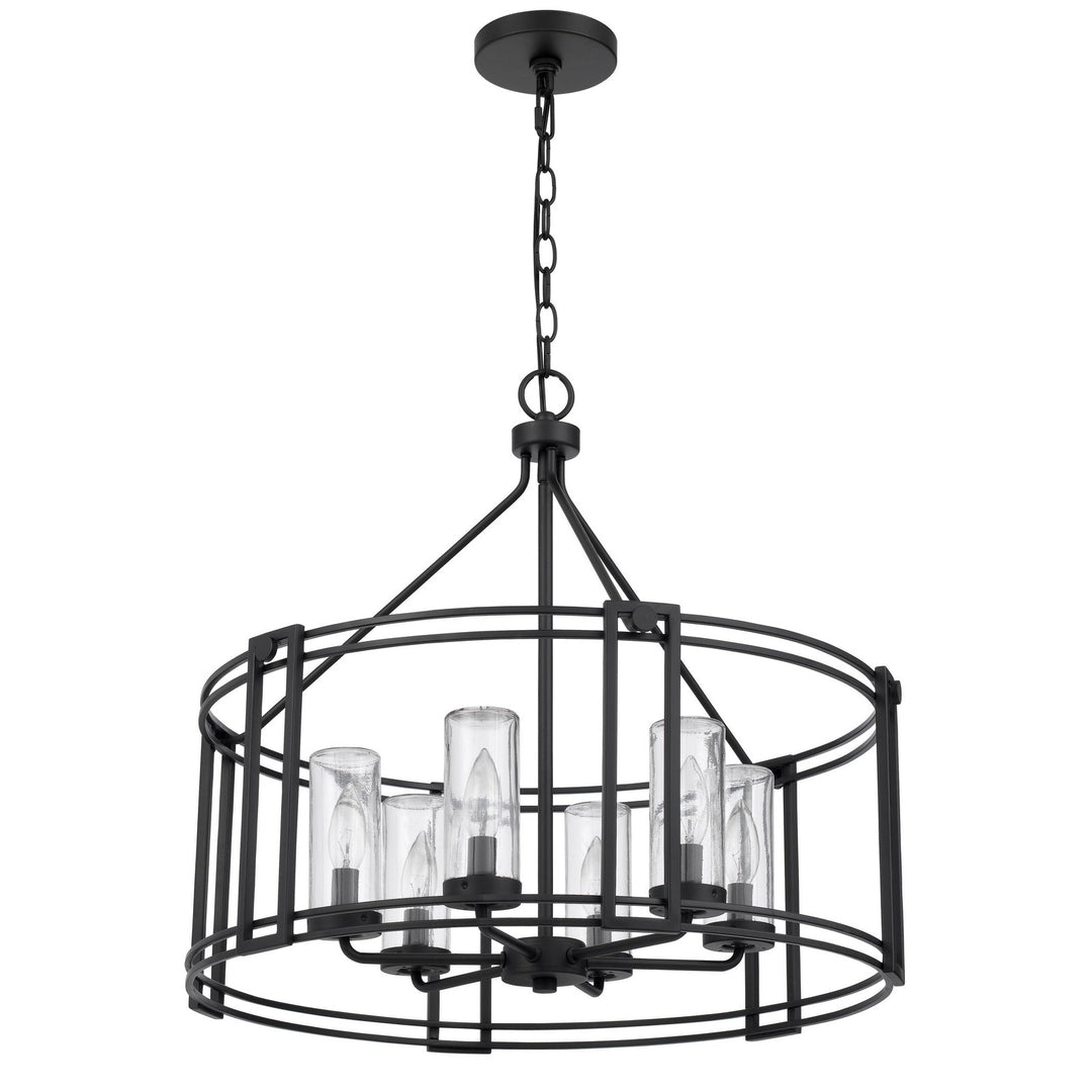 ##Antique Hardware## LUTON CAGE METAL CHANDELIER WITH GLASS SHADES