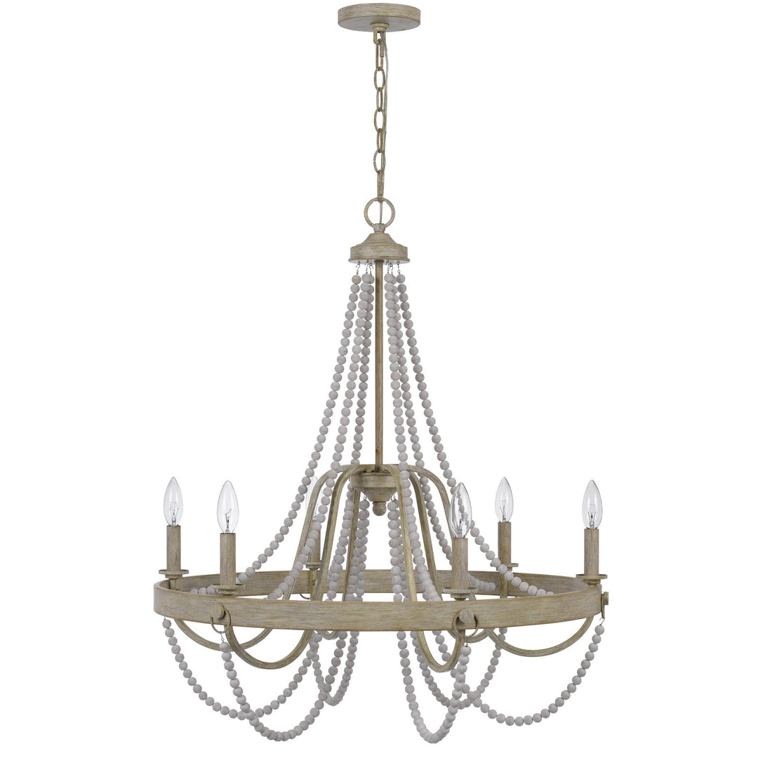 ##Antique Hardware## 60W X 6 MACON BEADED METAL CHANDELIER