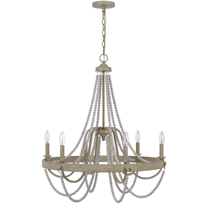 ##Antique Hardware## 60W X 6 MACON BEADED METAL CHANDELIER