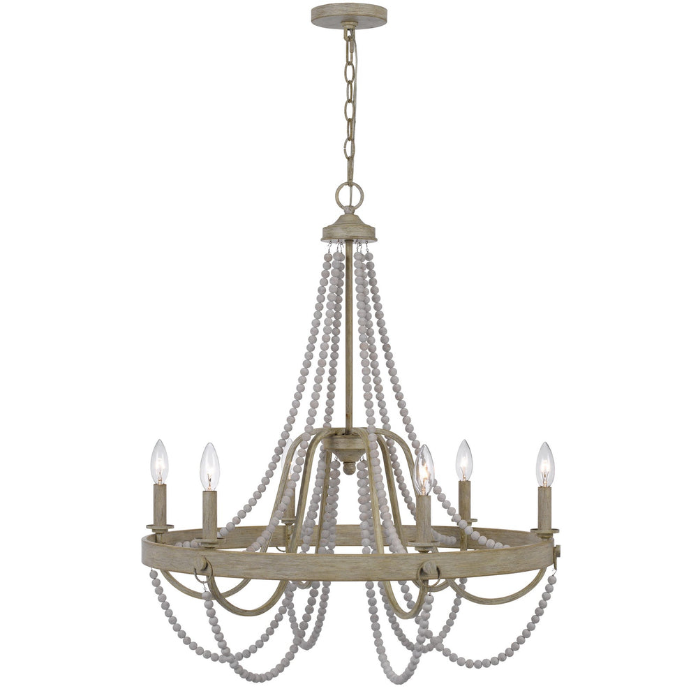 ##Antique Hardware## 60W X 6 MACON BEADED METAL CHANDELIER