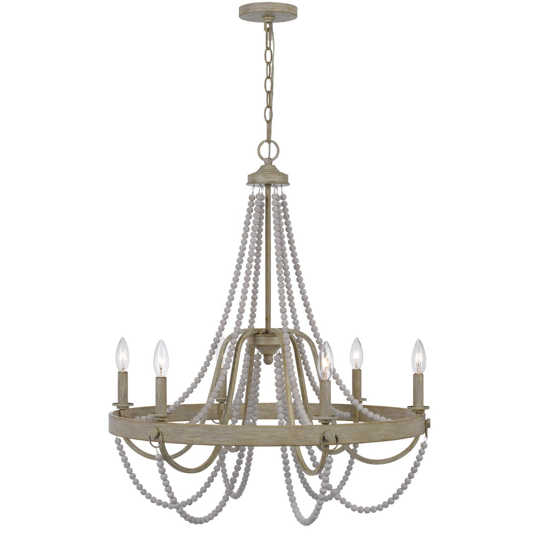 ##Antique Hardware## 60W X 6 MACON BEADED METAL CHANDELIER