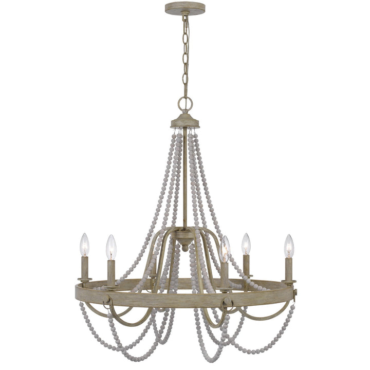 ##Antique Hardware## 60W X 6 MACON BEADED METAL CHANDELIER