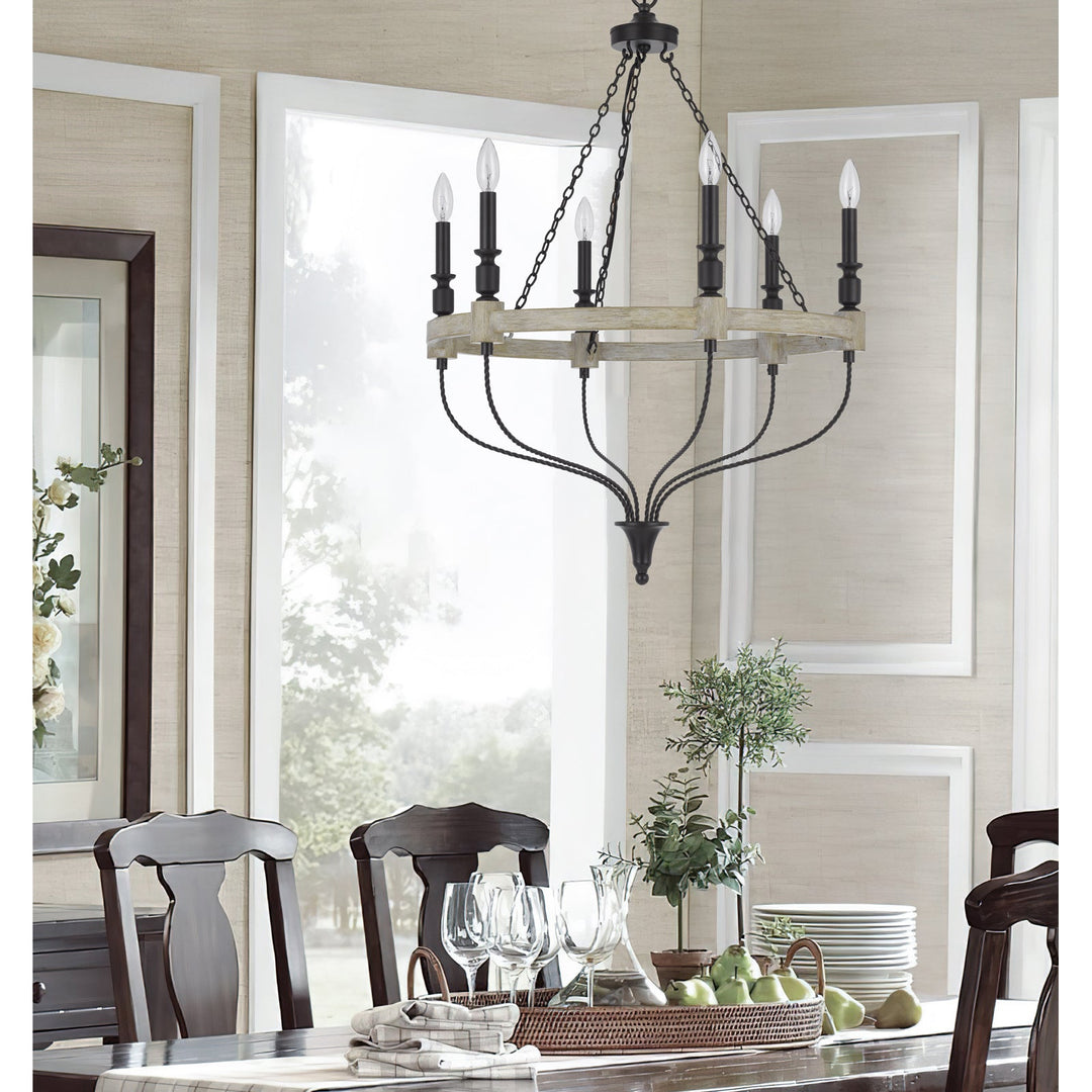 ##Antique Hardware## 60W X 6 GROVE METAL CHANDELIER