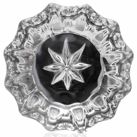 Fluted Glass Doorknob Set with Romanesque Rosette (Several Finishes Available)