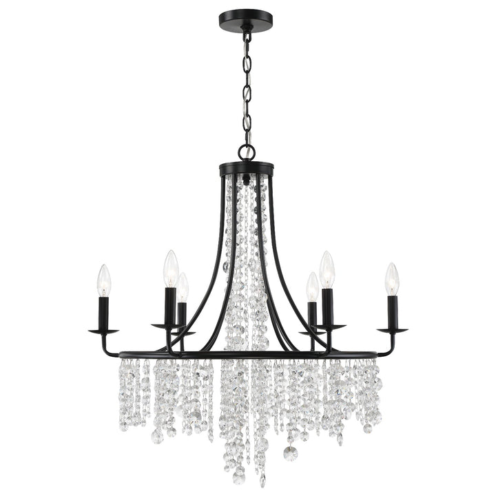 ##Antique Hardware## Gabrielle 6 Light Matte Black Chandelier