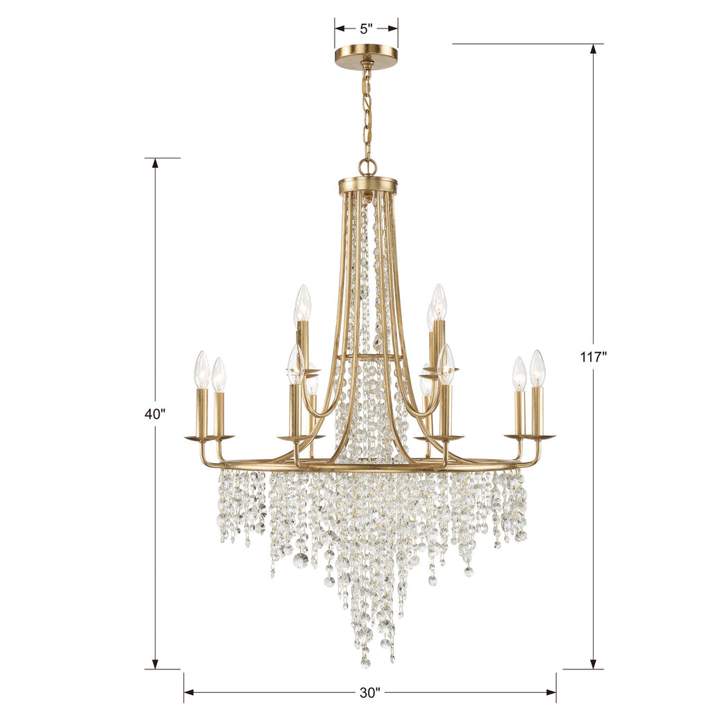 ##Antique Hardware## Gabrielle 12 Light Antique Gold Chandelier