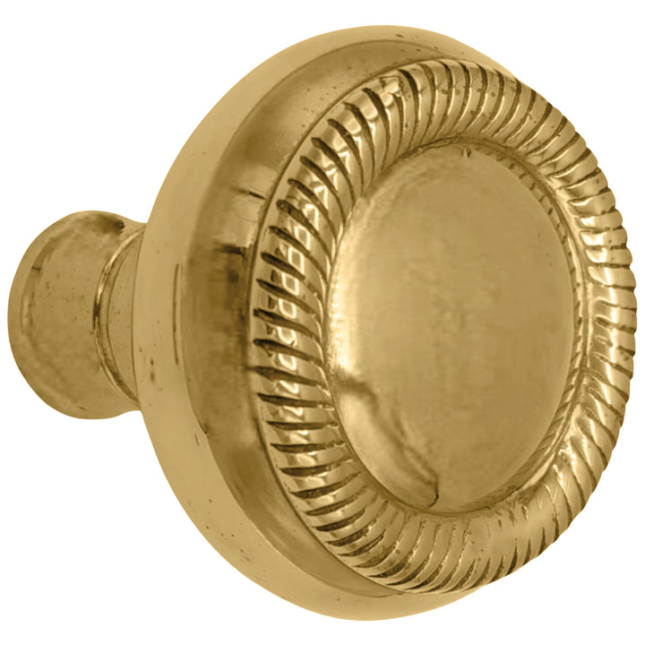 ##Antique Hardware## Open Box Sale Item Georgian Roped Solid Brass Spare Door Knob Set (Polished Brass Finish)