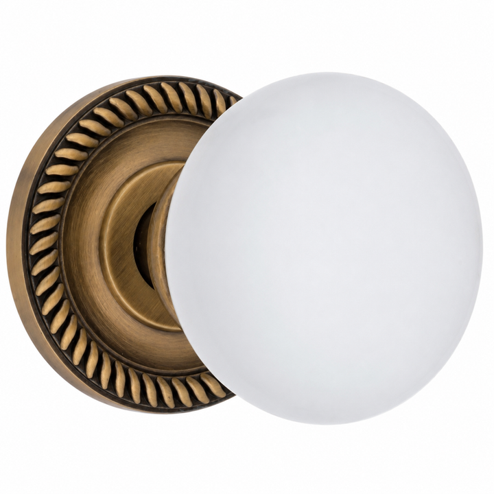 Georgian Roped Rosette Door Set with White Porcelain Door Knobs (Several Finishes Available)