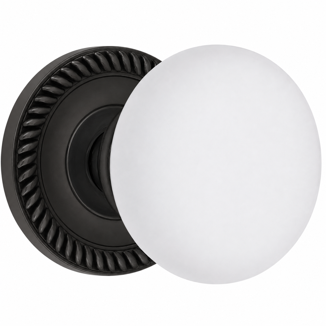 Georgian Roped Rosette Door Set with White Porcelain Door Knobs (Several Finishes Available)