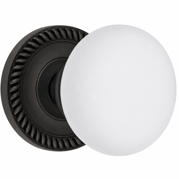 Georgian Roped Rosette Door Set with White Porcelain Door Knobs (Several Finishes Available)