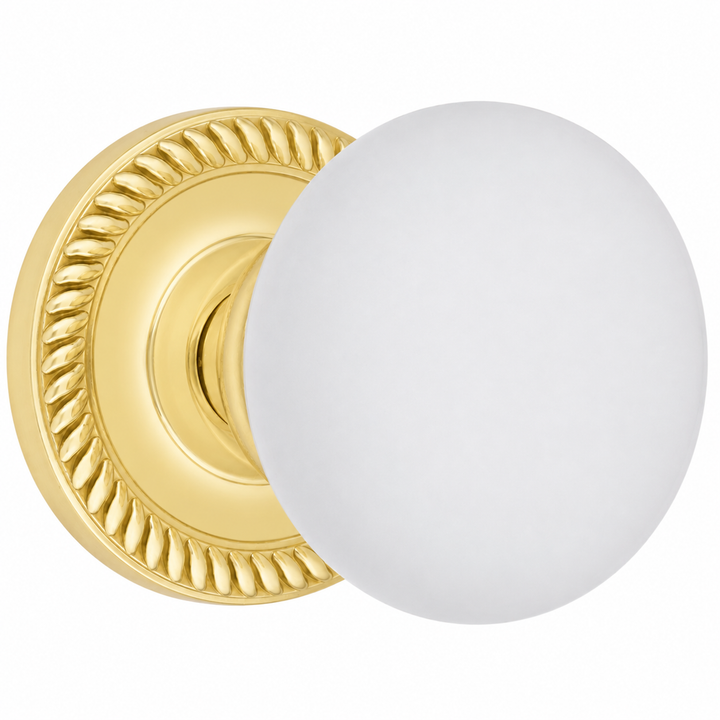 Georgian Roped Rosette Door Set with White Porcelain Door Knobs (Several Finishes Available)