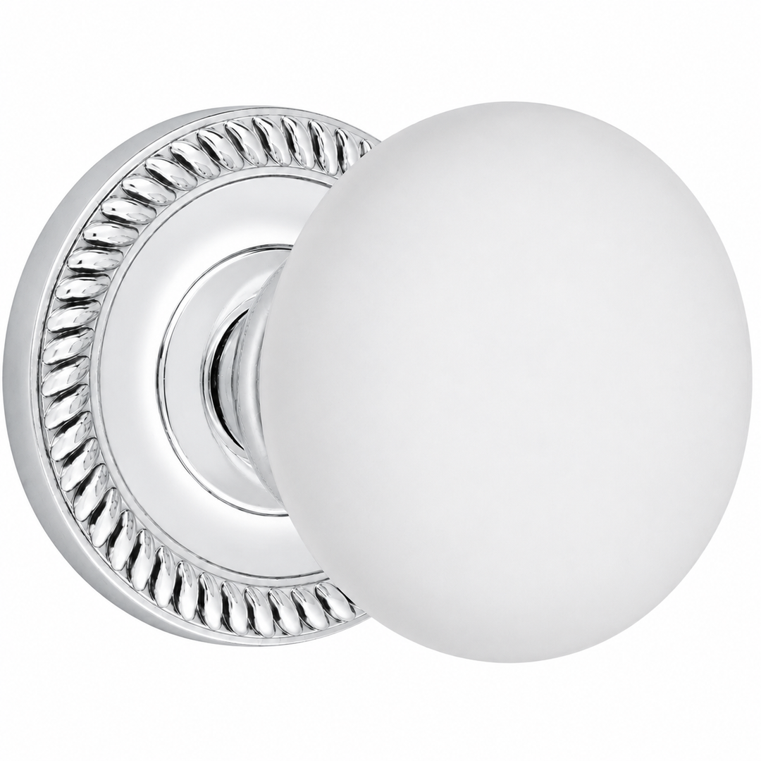 Georgian Roped Rosette Door Set with White Porcelain Door Knobs (Several Finishes Available)
