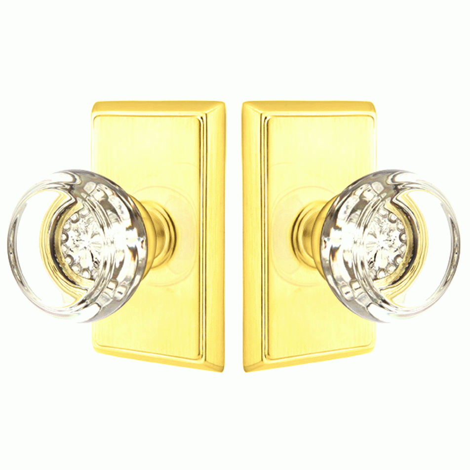 Antique Hardware Crystal Georgetown Door Knob Set With Rectangular Rosette (Several Finish Options) EMTEK GLASS CRYSTAL GEORGETOWN DOOR KNOB