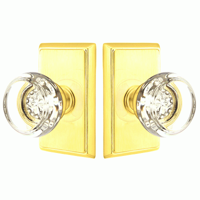 Antique Hardware Crystal Georgetown Door Knob Set With Rectangular Rosette (Several Finish Options) EMTEK GLASS CRYSTAL GEORGETOWN DOOR KNOB