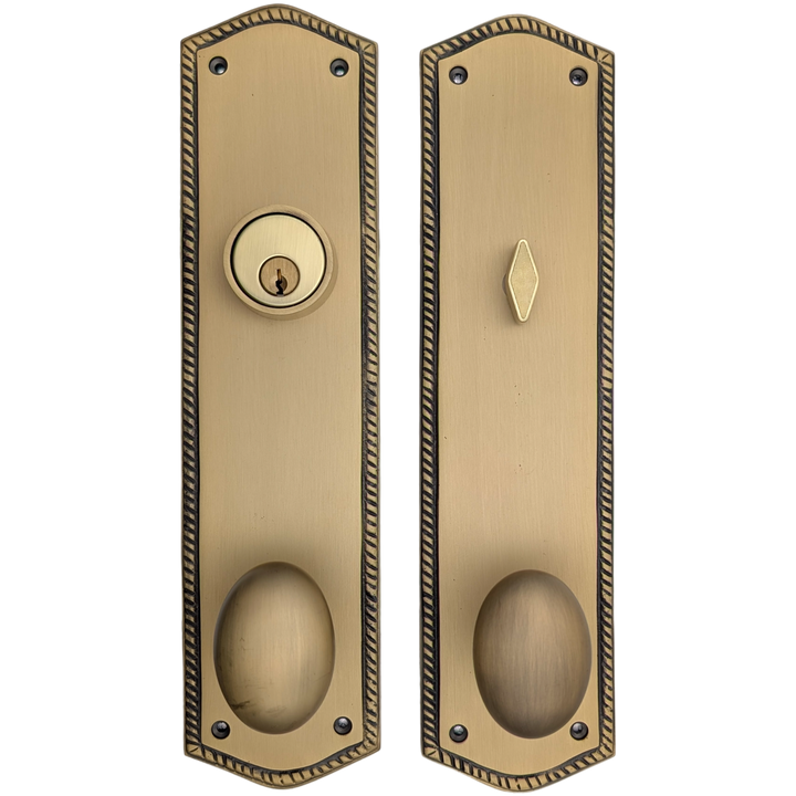 ##Antique Hardware## Georgian Oval Roped Style Single Door Entryway Set (Several Knob & Finish Options Available)