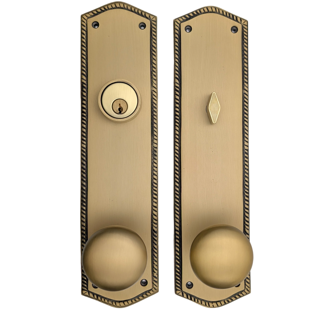 ##Antique Hardware## Georgian Oval Roped Style Single Door Entryway Set (Several Knob & Finish Options Available)