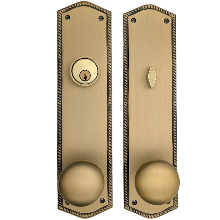 ##Antique Hardware## Georgian Oval Roped Style Single Door Entryway Set (Several Knob & Finish Options Available)