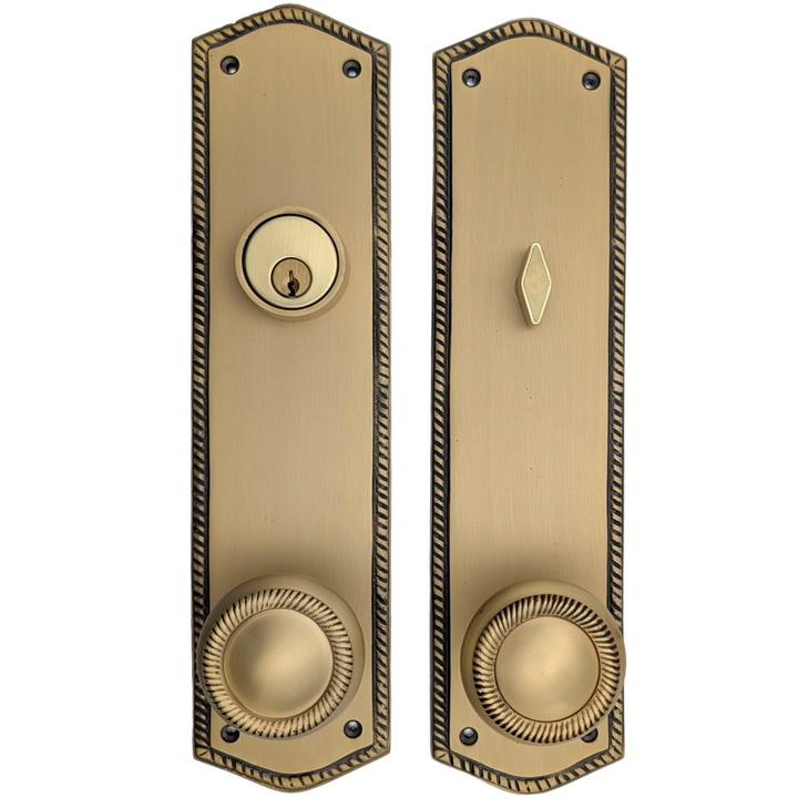 ##Antique Hardware## Georgian Oval Roped Style Single Door Entryway Set (Several Knob & Finish Options Available)