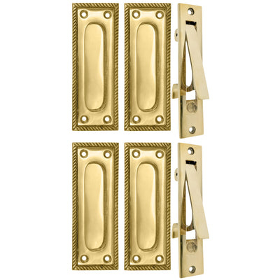 Georgian Rope Rectangular Pocket Door Set (Several Finishes Available)