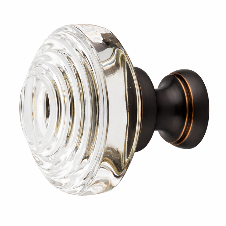 1 5/8 Inch Clear Crystal Glass Deco Cabinet & Furniture Knob