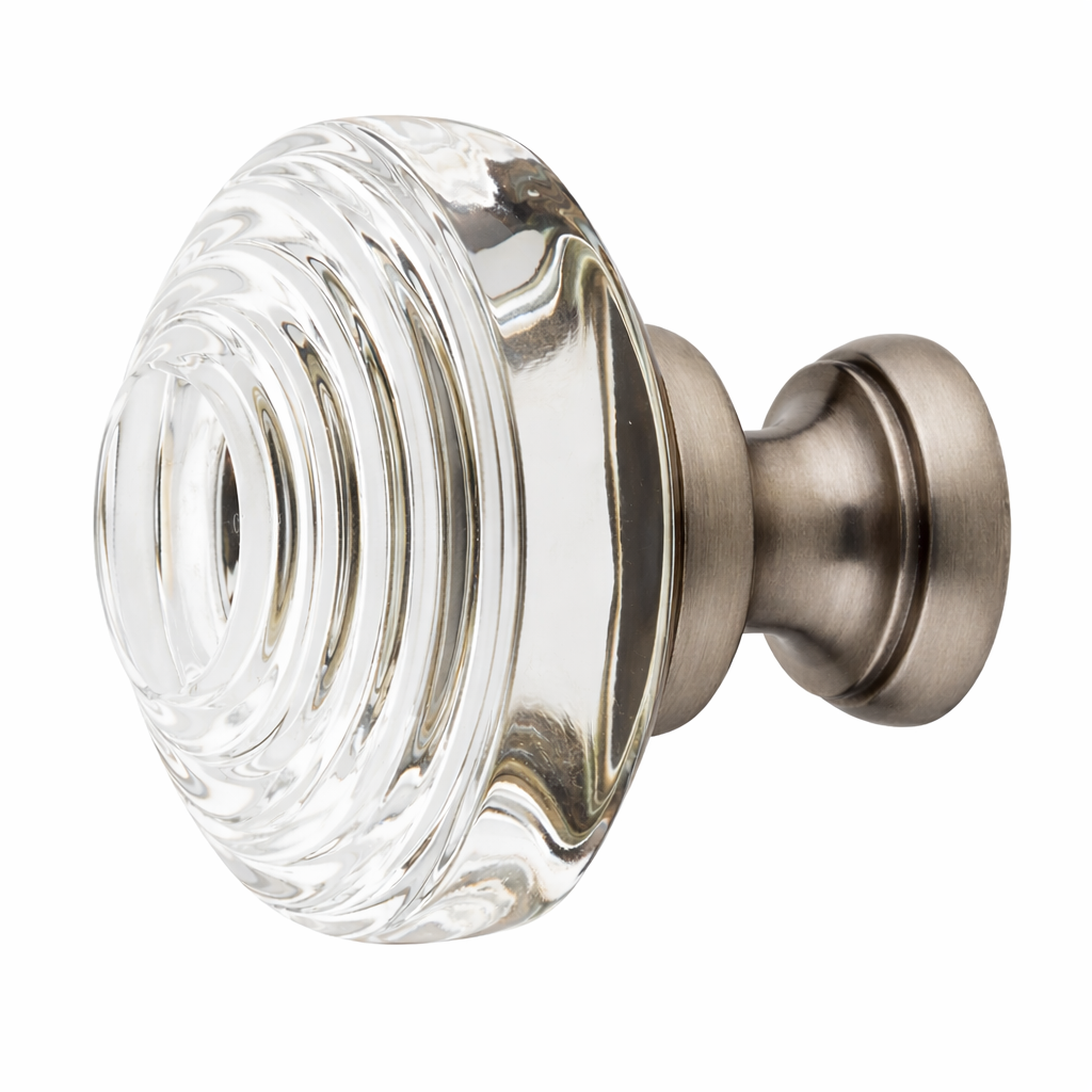 1 5/8 Inch Clear Crystal Glass Deco Cabinet & Furniture Knob