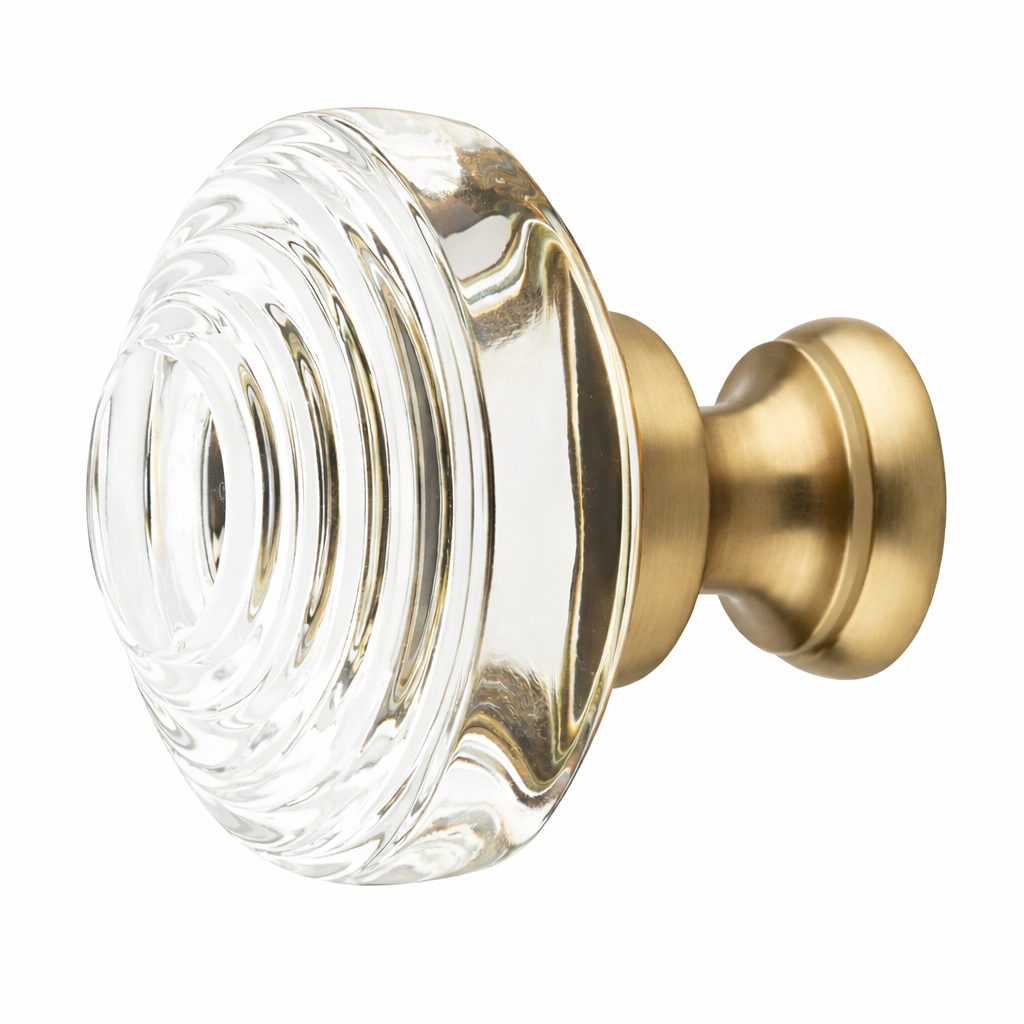 1 5/8 Inch Clear Crystal Glass Deco Cabinet & Furniture Knob