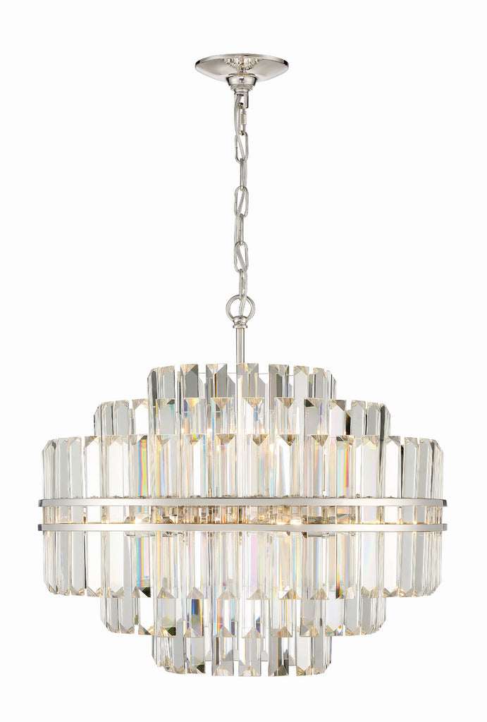 ##Antique Hardware## Hayes 12 Light Polished Nickel Chandelier