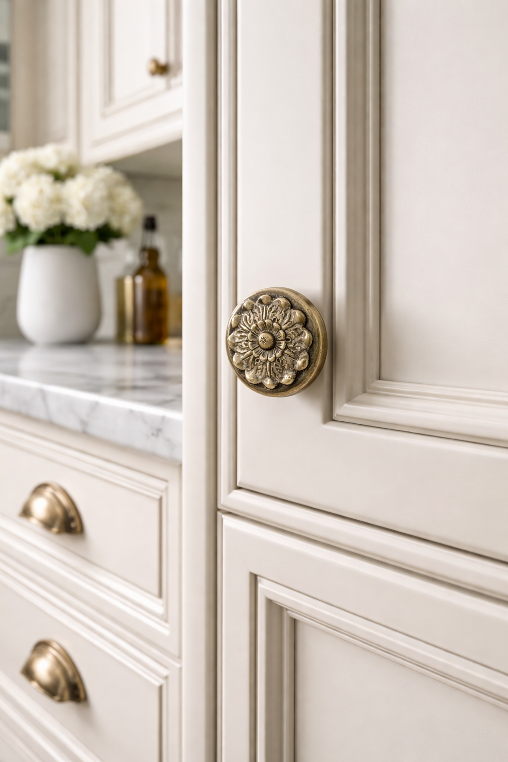 2 Inch Solid Brass Baroque / Rococo Cabinet & Furniture Knob