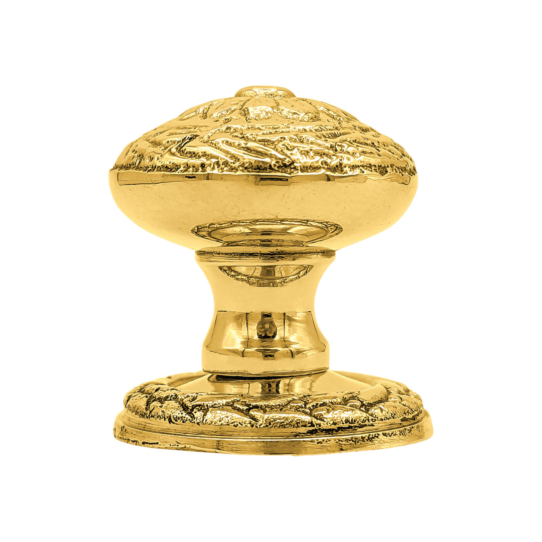 1 1/4 Inch Ornate Floral Round Solid Brass Cabinet & Furniture Knob