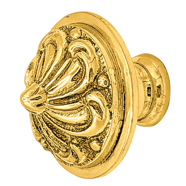 1 1/3 Inch Solid Brass Baroque / Rococo Cabinet & Furniture Knob