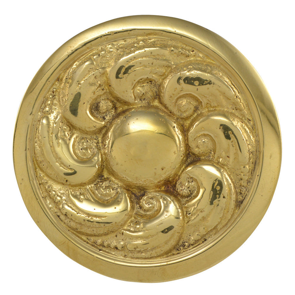 Antique Hardware 1 7/8 Inch Solid Brass Round Ocean Waves Cabinet & Furniture Knob CABINET KNOB