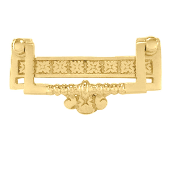 3 1/2 Inch (3 Inch c-c) Solid Brass Eastlake Flower Bail Pull