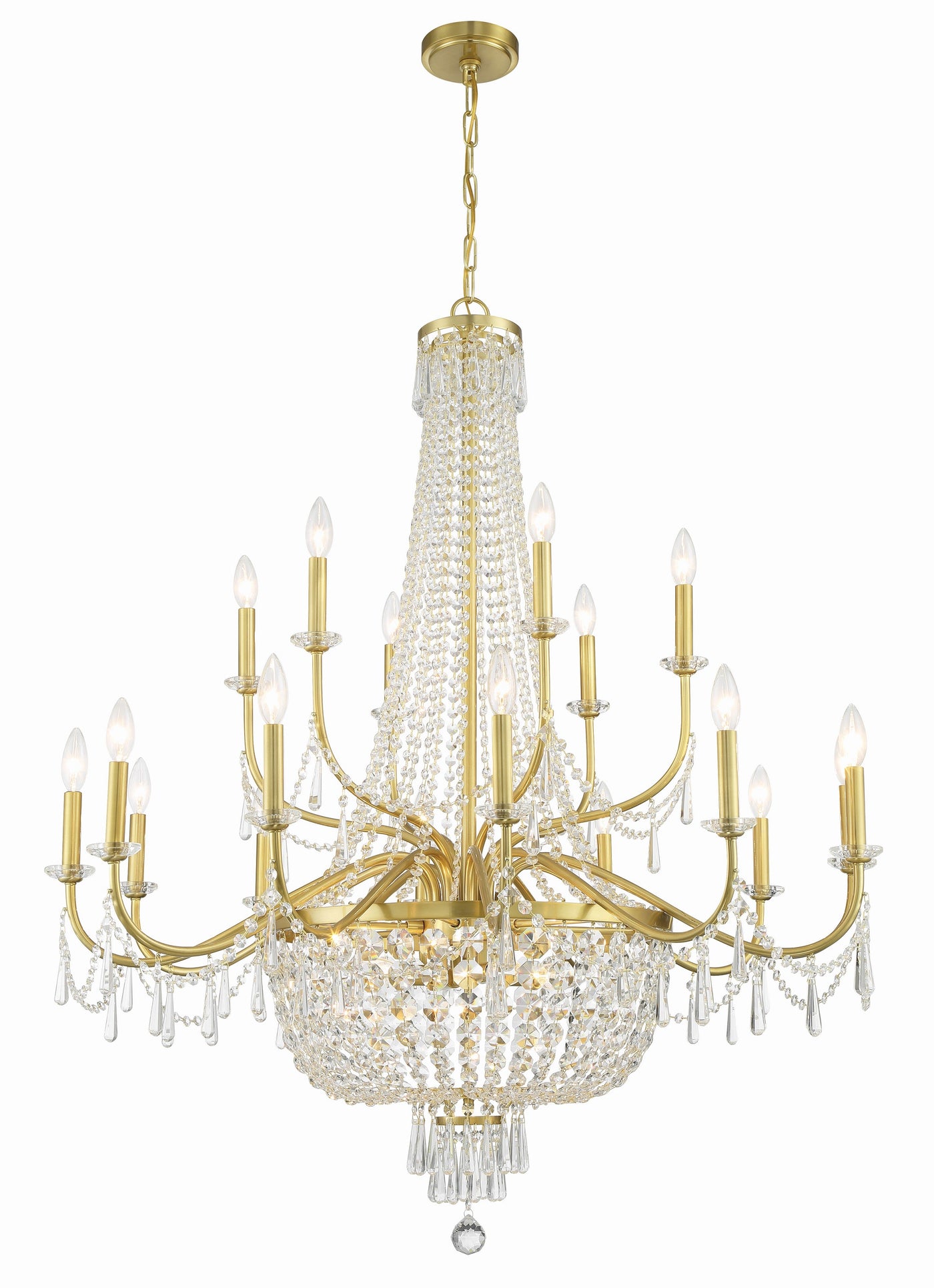 ##Antique Hardware## Haywood 22 Light Aged Brass Chandelier