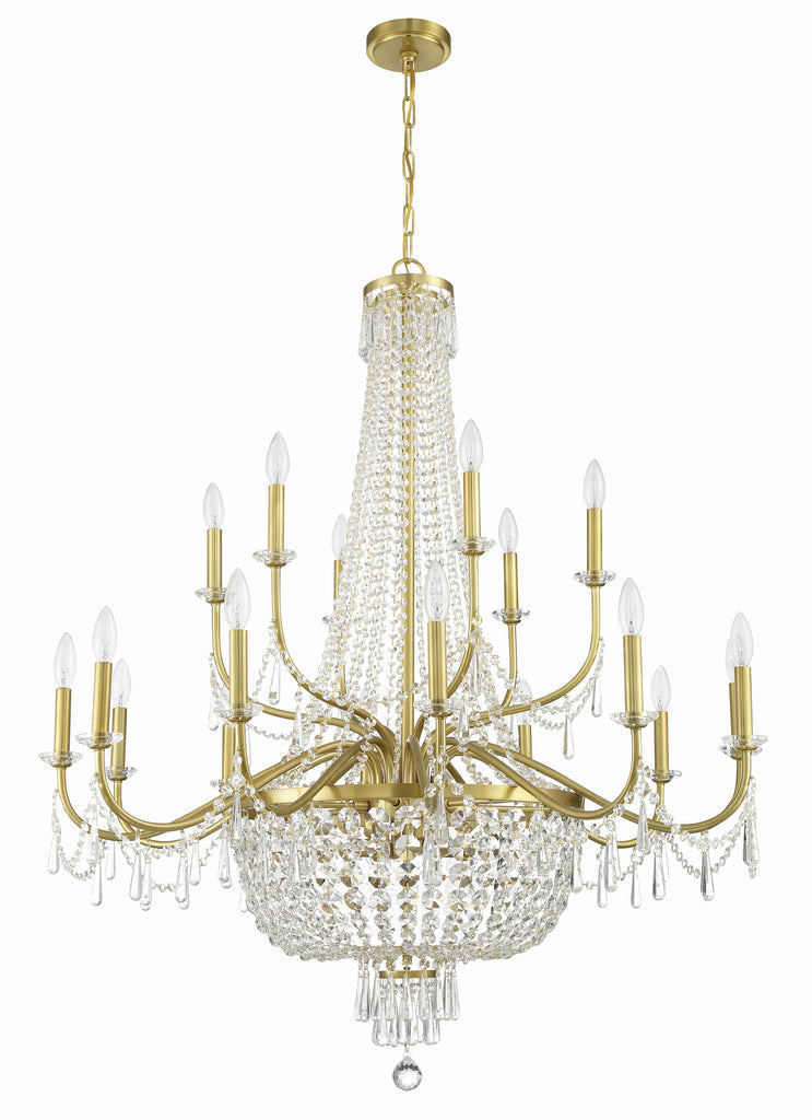 ##Antique Hardware## Haywood 22 Light Aged Brass Chandelier