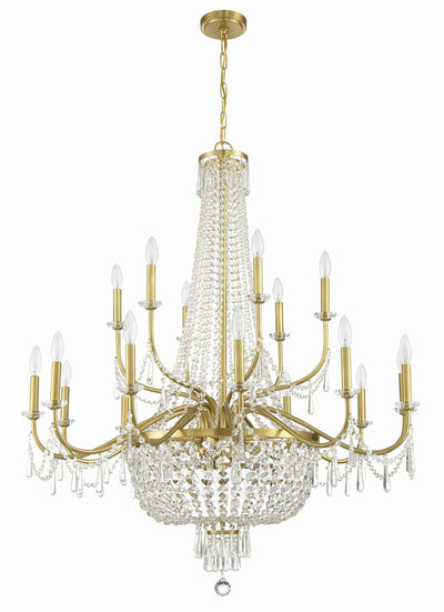 ##Antique Hardware## Haywood 22 Light Aged Brass Chandelier