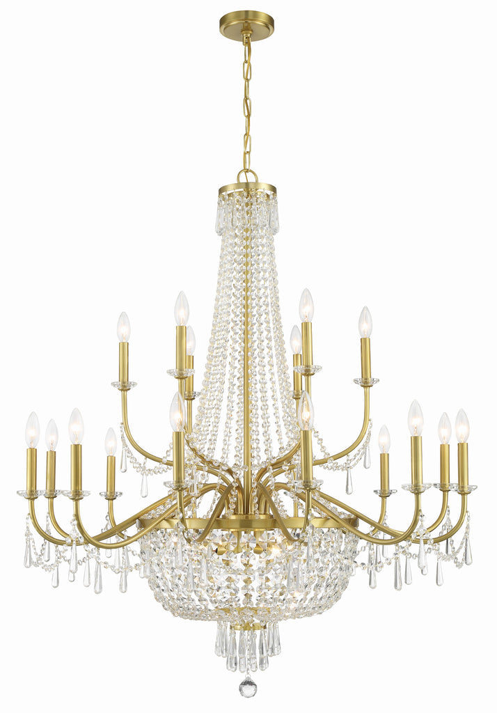 ##Antique Hardware## Haywood 22 Light Aged Brass Chandelier