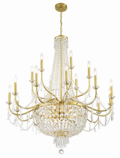 ##Antique Hardware## Haywood 22 Light Aged Brass Chandelier