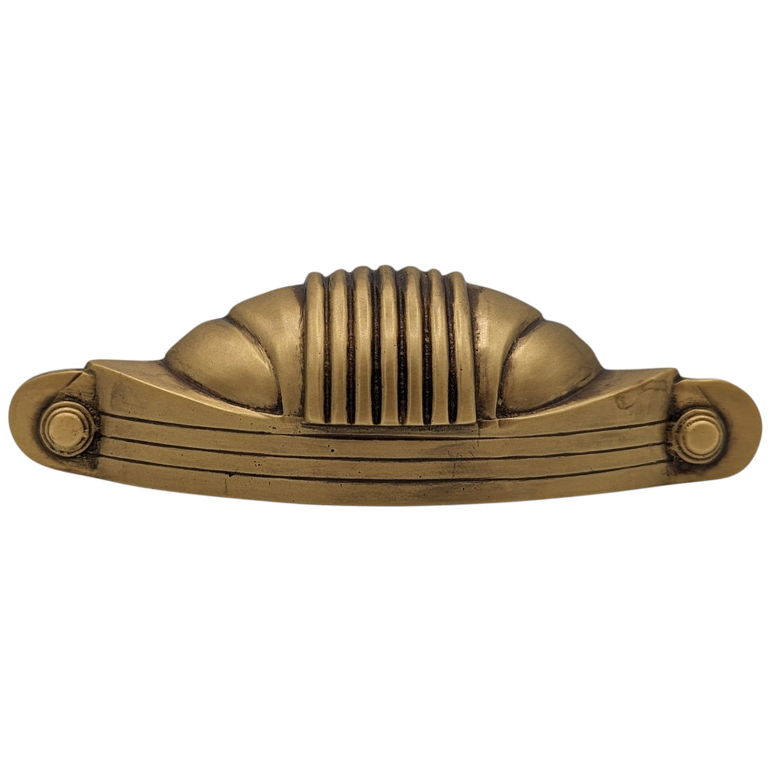 5 Inch Overall (4 Inch c-c) Moderne Deco Cup Pull (Several Finishes Available)