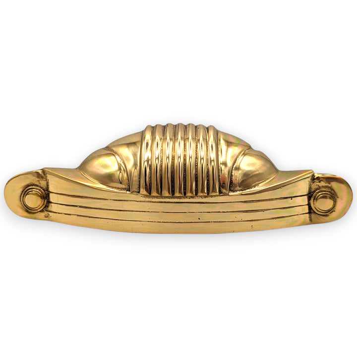 5 Inch Overall (4 Inch c-c) Moderne Deco Cup Pull (Several Finishes Available)