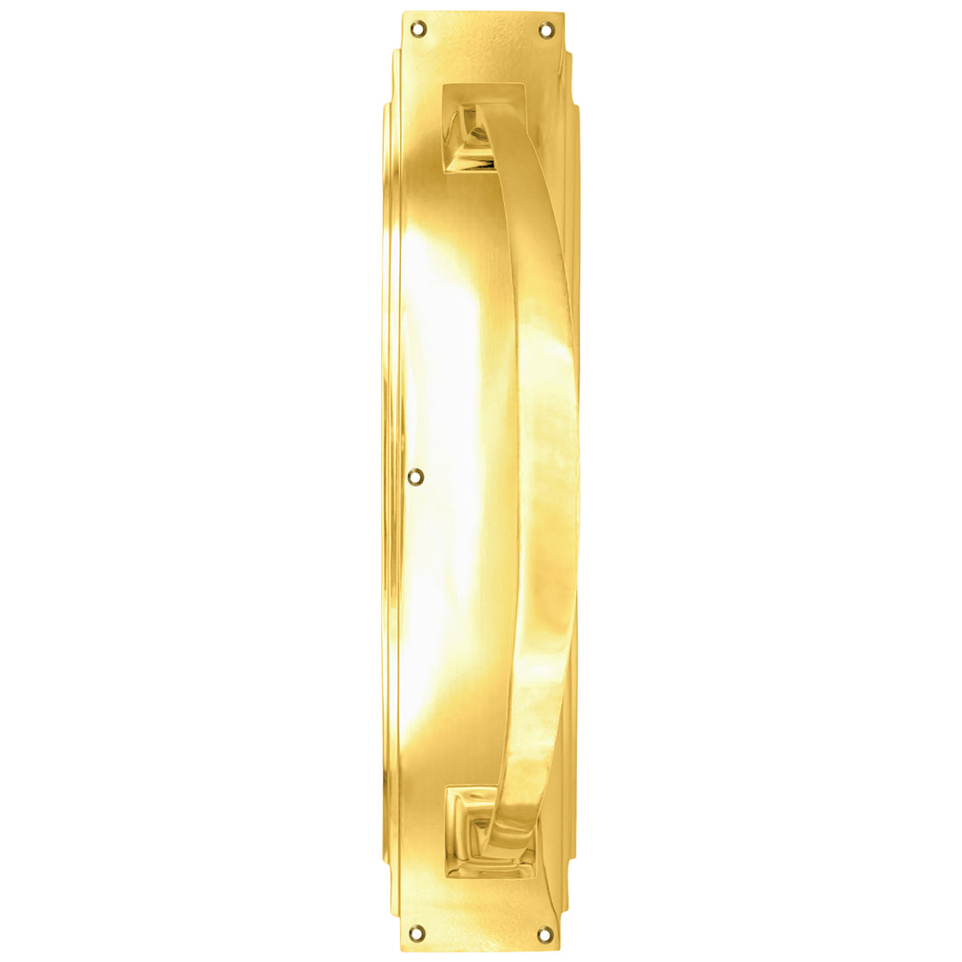 14 Inch Solid Brass Art Deco Skyscraper Pull Plate & Handle (Several Finishes Available)
