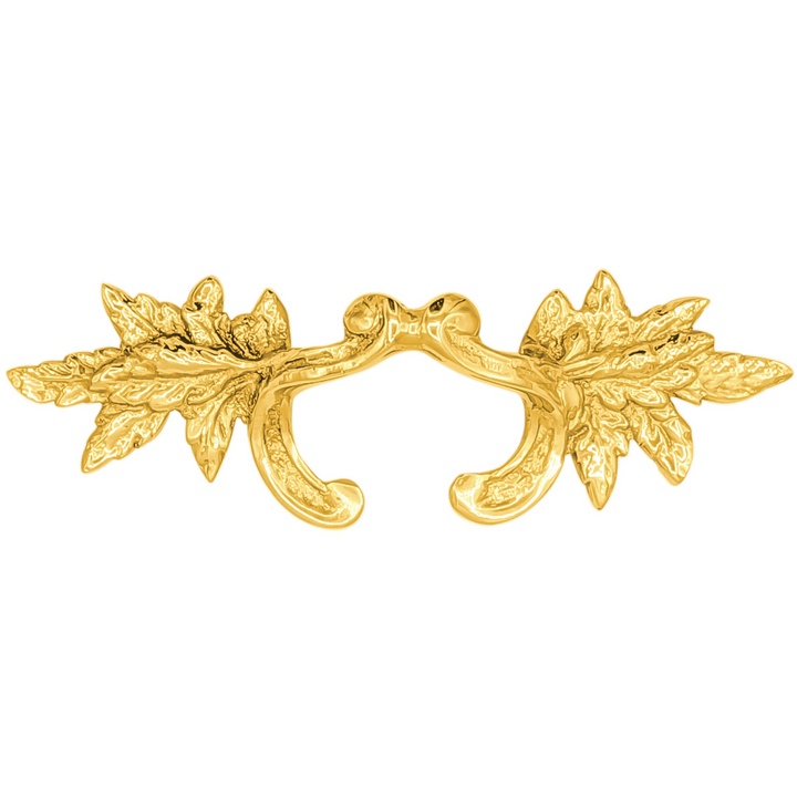 6 Inch (4 3/8 Inch C-C) Solid Brass Ornate French Leaves Pull