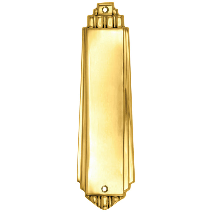9 Inch Tall Art Deco Style Brass Push Plate
